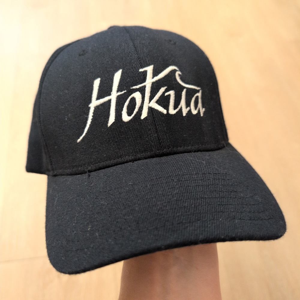 Flexfit Hokua Embroidered Baseball Cap Black Wool Blend Hat S/M Hawaii